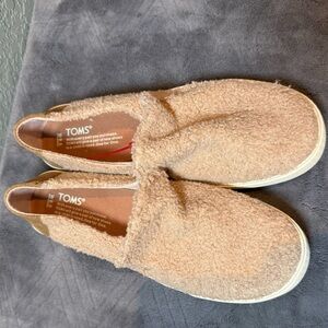 TOMS Fuzzy Beige Slip-Ons